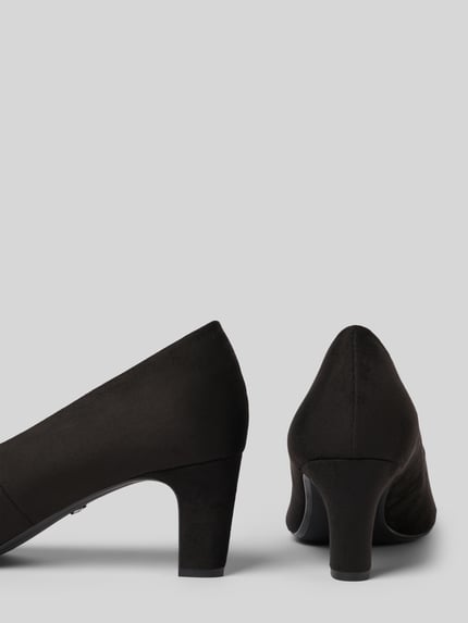 Productfoto, Pumps met kegelhak van Tamaris, effen glitterlook, afgeronde neus, fijn gestructureerde zool, instapmodel, zwart.