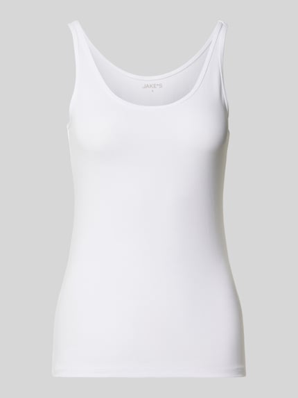 Jake*s Casual Slim Fit Top mit Rundhalsausschnitt Weiss 2