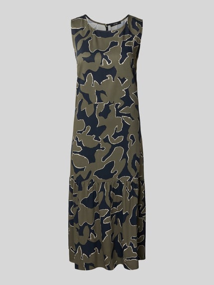 OPUS Midi-jurk in laagjeslook, model 'Wicy wildflower' Donkerblauw - 2