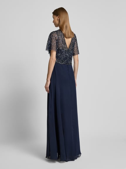 Christian Berg Cocktail Abendkleid mit Paillettenbesatz Dunkelblau 5