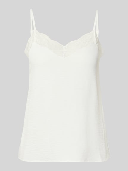 PIECES Loose Fit Blusentop mit Spitzenbesatz Model 'TIFFANY' Weiss 2