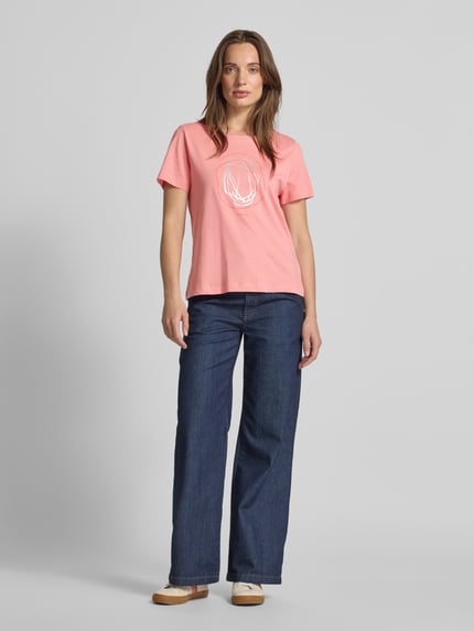 Tom Tailor Regular Fit T-Shirt aus reiner Baumwolle Apricot 1