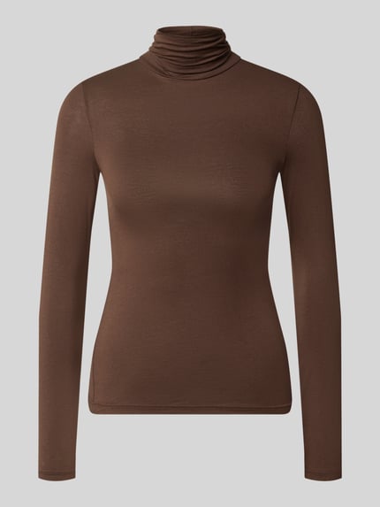bluzka z długim rękawem o kroju slim fit z mieszanka wiskozy model 'Rana' Shop The Look MANNEQUINE