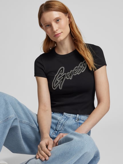 GUESS T-shirt met siersteentjes Zwart - 3