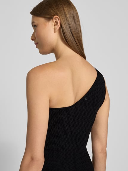 GUESS Knielanges Kleid mit One-Shoulder-Träger Modell 'HELENA' Black 3