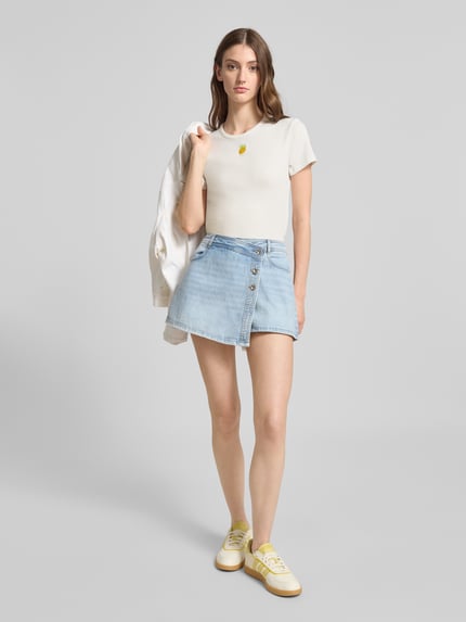 ONLY Regular Fit T-Shirt in Rippoptik Modell 'DANIELLA' Offwhite 1