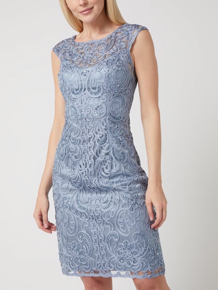 LUXUAR FASHION Nauwsluitende cocktailjurk met borduursels Bleu - 4