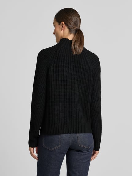 0039 Italy Strickpullover aus Kaschmir-Baumwoll-Mix Modell 'LONA' Black 5