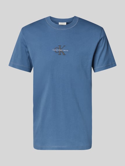 Calvin Klein Jeans T-Shirt mit Rundhalsausschnitt und Label-Stitching Jeansblau 2