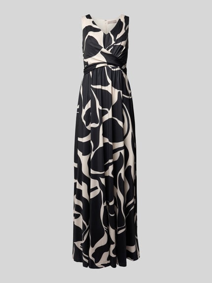 Christian Berg Cocktail Abendkleid mit V-Ausschnitt Beige 2