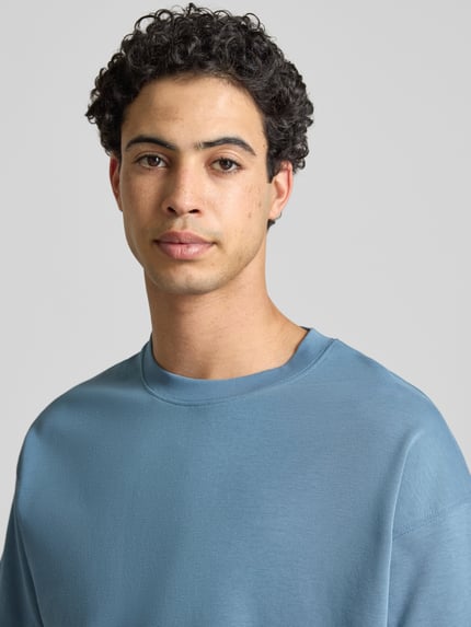 JACK & JONES t-shirt z okrągłym dekoltem model 'BARRON' Jeansowy niebieski 3