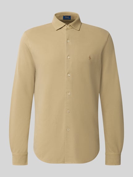 Produktfoto, Slim Fit Freizeithemd aus reiner Baumwolle von Polo Ralph Lauren in Beige mit glatter Struktur und Knopfleiste