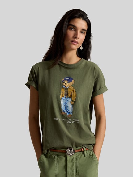 Polo Ralph Lauren Regular Fit T-Shirt mit Polo-Bear-Print Modell 'BEAR TEE' Oliv 4