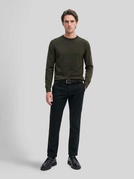 Marc O'Polo Regular Fit Pullover aus Baumwoll-Mix mir Schurwoll-Anteil Dunkelbraun 1