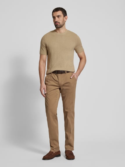 EUREX by Brax comfort fit stoffen broek met Franse steekzakken model 'JIM' Beige - 1