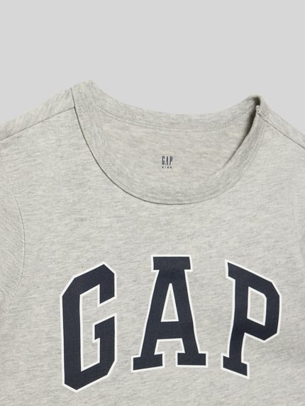 Produktfoto, Regular Fit T-Shirt mit Logo-Print von GAP aus reiner Baumwolle, grau, Logo-Print, Rundhalsausschnitt, Kindergrößen