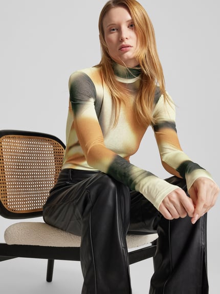 Nanushka Longsleeve mit Stehkragen GELB 3