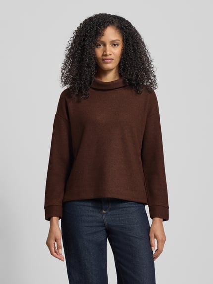 Tom Tailor Relaxed fit sweatshirt met opstaande kraag Hazelnoot - 4