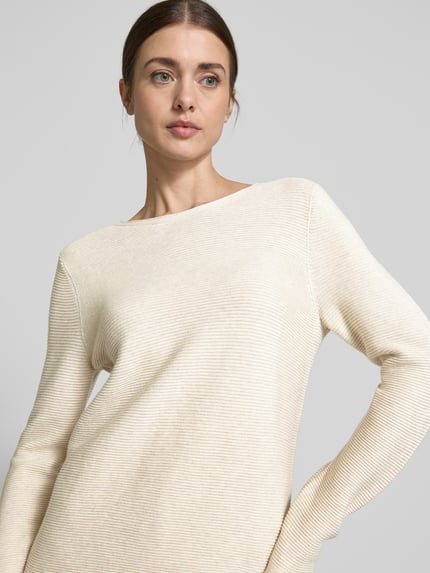 Tom Tailor Regular Fit Strickpullover aus reiner Baumwolle Beige 3