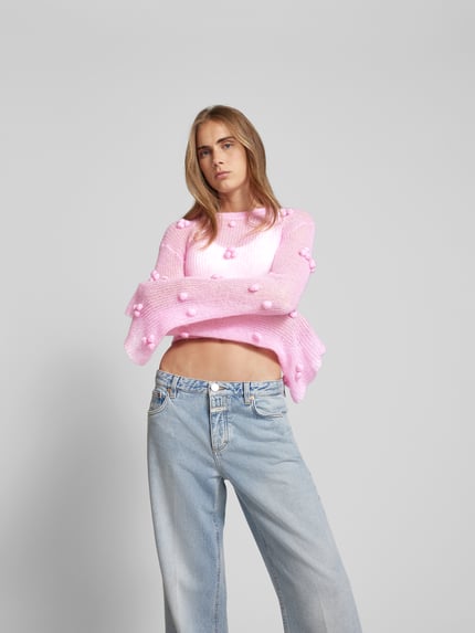 ROTATE Shirt met lange mouwen met geribde afwerkingen Felroze - 4
