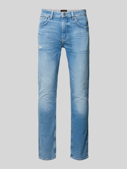 BOSS Orange Slim Fit Jeans mit Used Details Hellblau 1