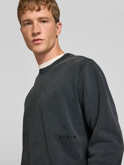 Edwin Sweatshirt aus reiner Baumwolle mit Stickerei Modell 'Axiom' Dunkelgrau 3