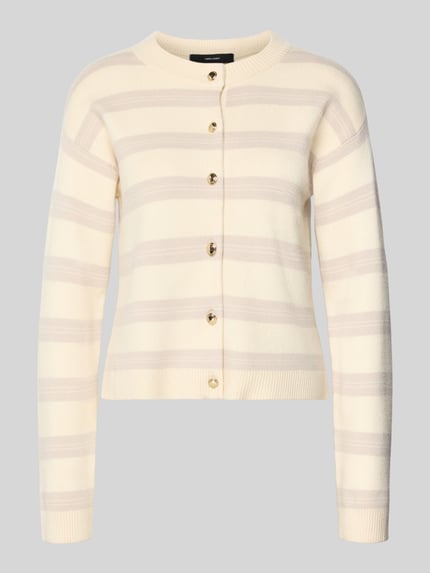 VERO MODA Regular Fit Cardigan aus Viskose-Mix Modell 'GOLD STRIPE' Ecru 2