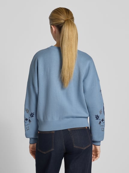 Scotch & Soda Sweter z dzianiny o kroju oversized z prążkowanymi wykończeniami Jeansowy niebieski 5