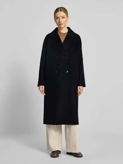 Milano Italy relaxed fit lange jas van pure wol met 2-knoopsluiting Marineblauw - 4