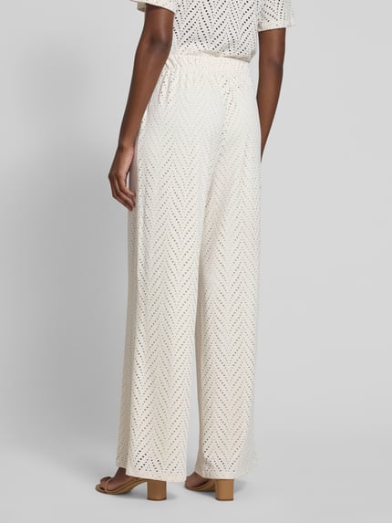 VILA Wide Leg Stoffhose mit Lochmuster Modell 'DELAIA' Ecru 5