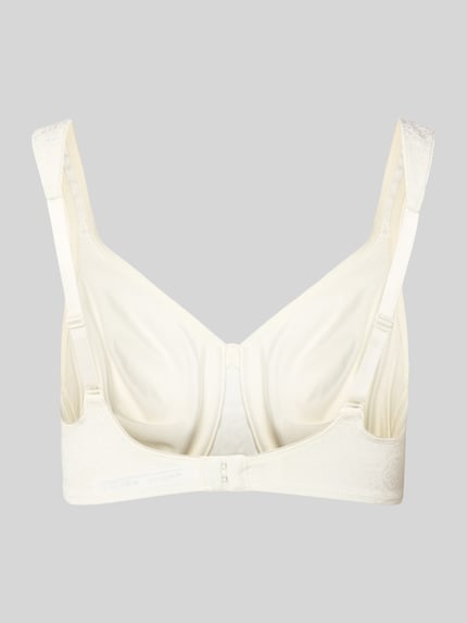 Produktfoto, BH met haakjessluiting van Triumph, materiaalmix met stretch, nauwsluitend model, verstelbare bandjes, crèmekleurig