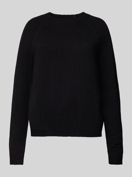 PIECES Sweter z dzianiny o kroju regular fit z raglanowymi rękawami model ‘JULIANA’ Czarny 2
