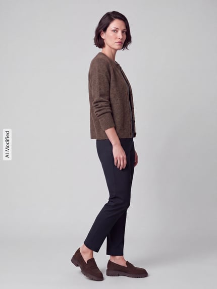 Selected Relaxed Fit Strickjacke aus Woll-Mix mit Alpaka-Anteil Modell 'LULU' Taupe 1