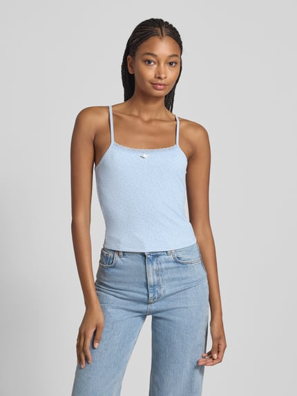ONLY Regular fit top met bandjes in riblook, model 'LEMONE' Lichtblauw - 4