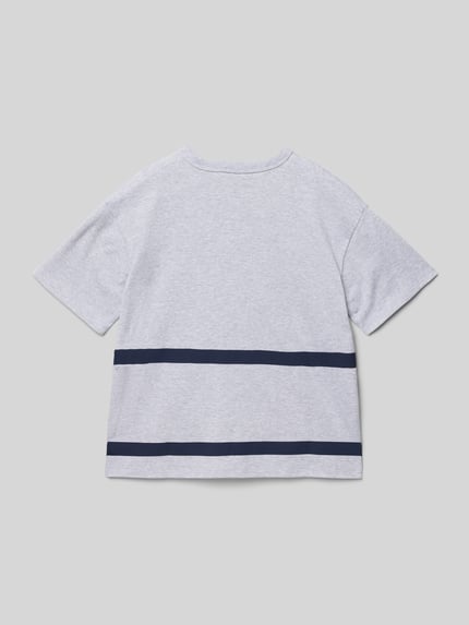Produktfoto, Regular Fit T-Shirt aus reiner Baumwolle von Calvin Klein Jeans, melanż, krój regular fit, krótki rękaw, nadruk z logo, okrągły dekolt