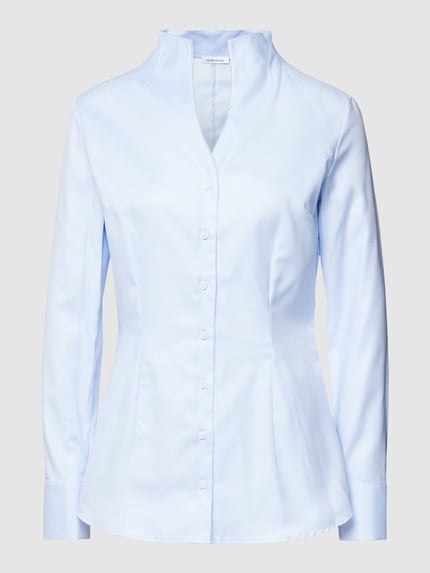 Seidensticker Bluse mit Kelchkragen und Knopfleiste Hellblau 1