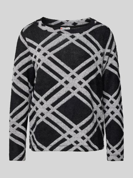 Street One Sweter z dzianiny z prążkowanym, okrągłym dekoltem Czarny 2