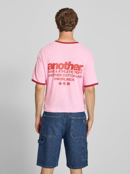 ANOTHER COTTON LAB T-Shirt mit Label-Print und Rundhalsausschnitt Rosa 5