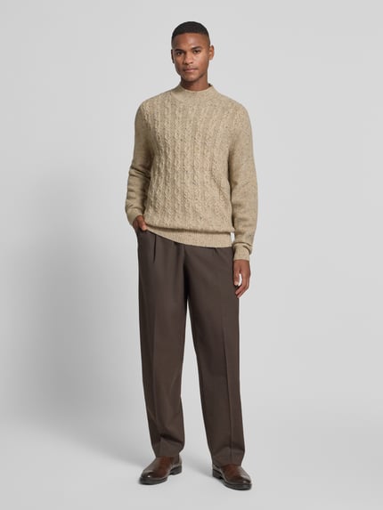Fynch-Hatton Strickpullover aus Woll-Mix mit Stehkragen Modell 'Donegal' Offwhite 1