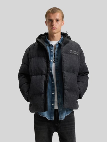 HUGO Blue Kurtka puchowa w kroju relaxed fit z czystej bawełny model 'BOWAN' BLACK 4