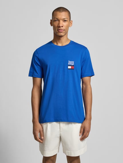 Tommy Hilfiger Regular fit T-shirt van puur katoen model 'BRAND LOVE TEXT' Koningsblauw - 4