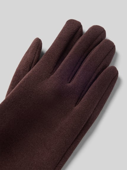 Produktfoto, Handschuhe aus elastischem Material-Mix mit Zierknöpfen von EEM, Damen Handschuhe, elastische Oberfläche, Leder-Optik, Detailansicht.