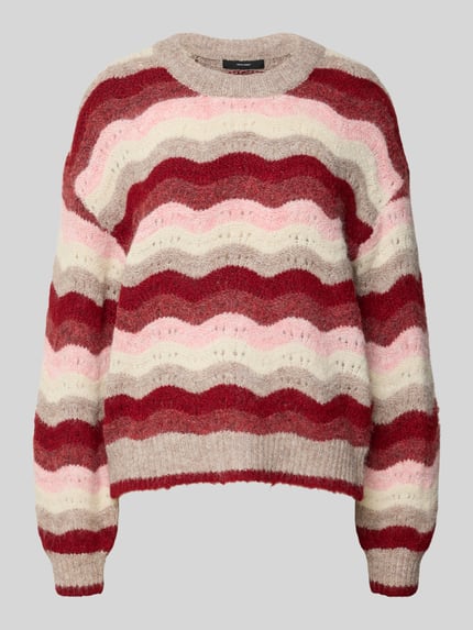 VERO MODA Sweter o kroju relaxed fit z dzianiny z dodatkiem wełny model ‘DOJA’ Czerwony 2
