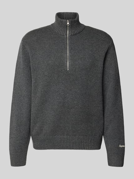 JACK & JONES Sweter z dzianiny z prążkowanymi wykończeniami model ‘NORREBRO’ Ciemnoszary melanż 2