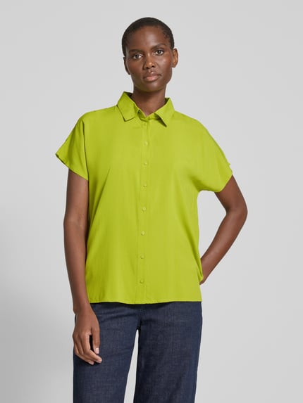 Christian Berg Woman Regular fit overhemdblouse met kapmouwen Appeltjesgroen - 4
