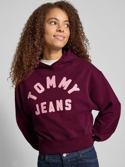 Tommy Jeans Regular Fit Hoodie aus Baumwoll-Mix  Bordeaux 3