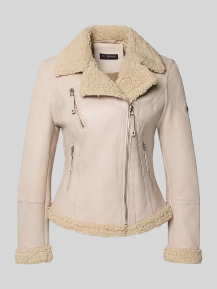 Cabrini Bikerjacke aus Lammleder mit Reißverschlusstaschen Offwhite 2