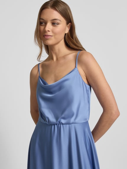 Jake*s Cocktail Knielanges Cocktailkleid mit Wasserfall-Ausschnitt Jeansblau 3