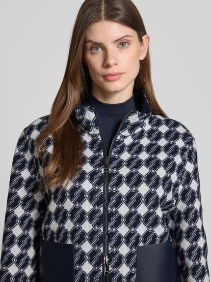 Marc Cain Regular fit jack van katoenmix met opstaande kraag Marineblauw - 3