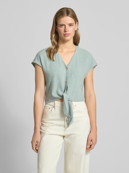 ONLY Regular Fit Blusentop aus Viskose-Leinen-Mix Modell 'SIESTA' Schilf 4